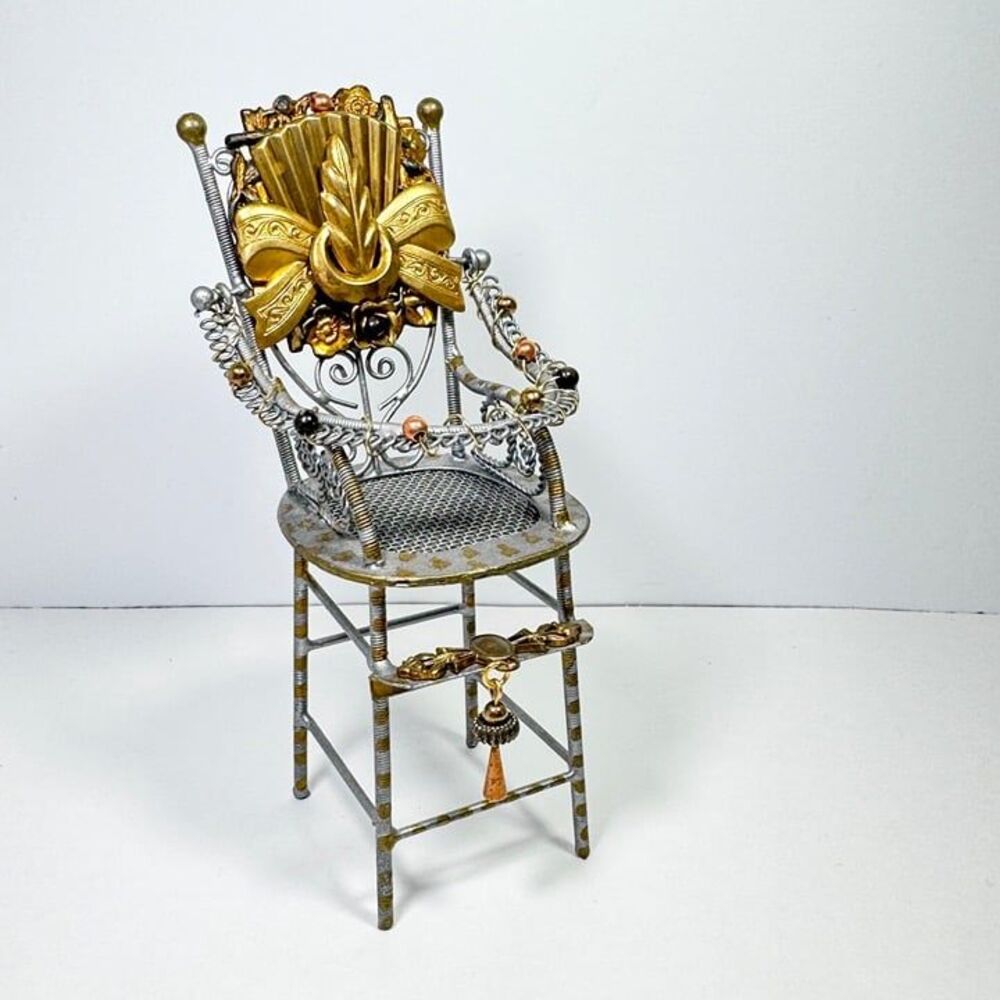 Doll Baby High Chair Metal Ornate Wire Artisan